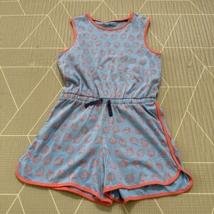 Mini Boden One Piece Tank Romper 11-12 Y Blue Strawberry